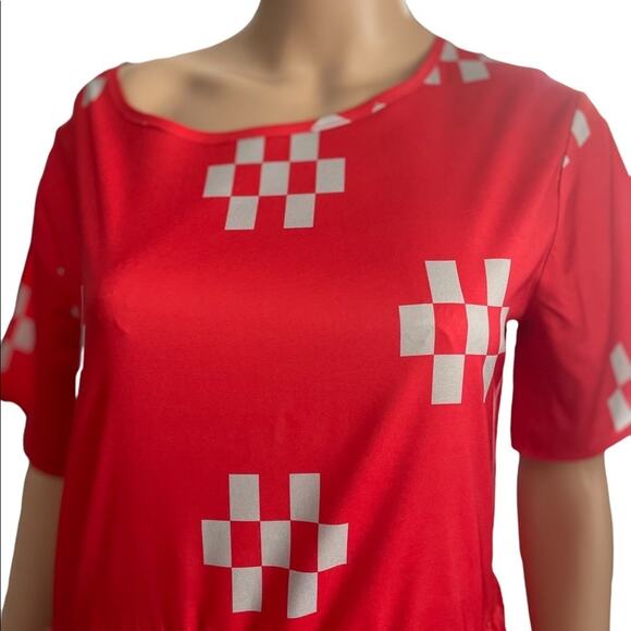 Miss look Red Short Sleeve Floor length maxi Boho Dress size Large - Picture 3 of 6